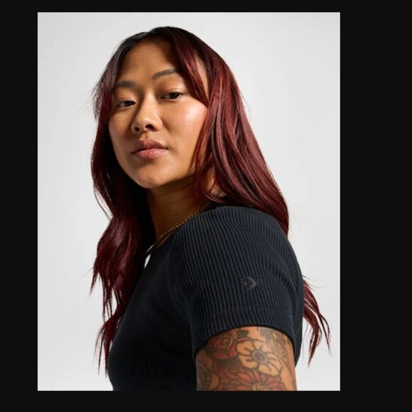 Converse M Slim ribbed Tee top basic shirt Black - Picture 3 of 5